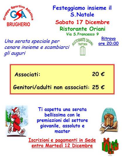 CENA DI NATALE e SERATA DI PREMIAZIONI
