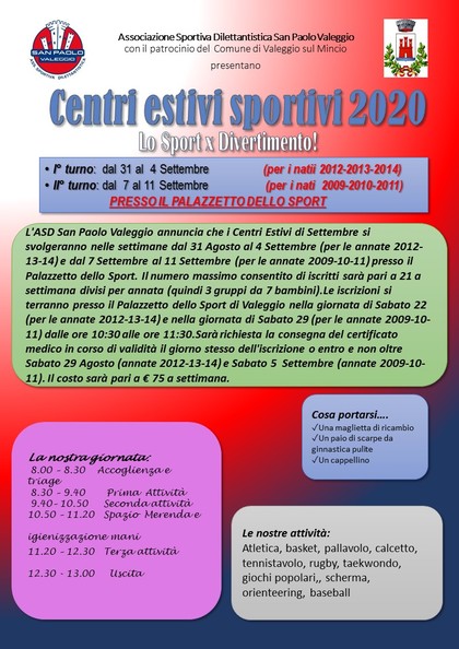 Centri Estivi Settembre 2020