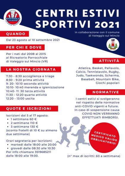 Centri Estivi Settembre 2021