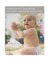 Waterproof Towelling Fully Fitted Cot Bed Mattress Protectors - White