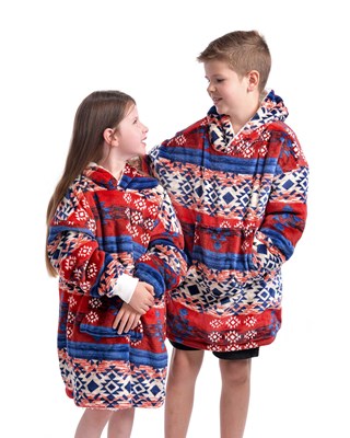 The Kids Eskimo Hip Design Oversized Cosy Reversible Sherpa Hoodie