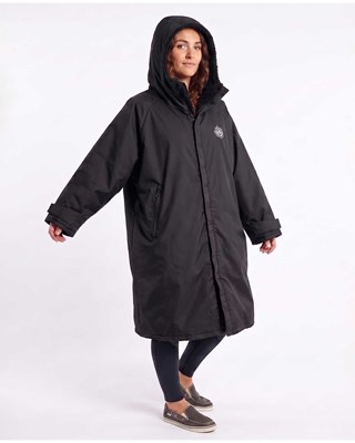Adult's Water Resistant Sherpa Lined Leisure Changing Robe - Black