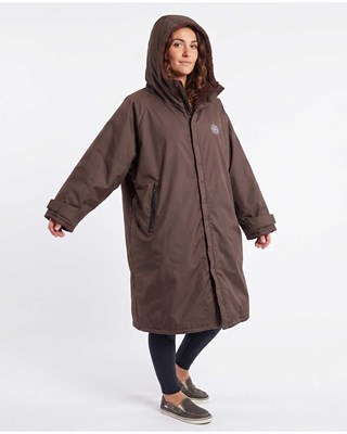 Adult's Water Resistant Sherpa Lined Leisure Changing Robe - Brown