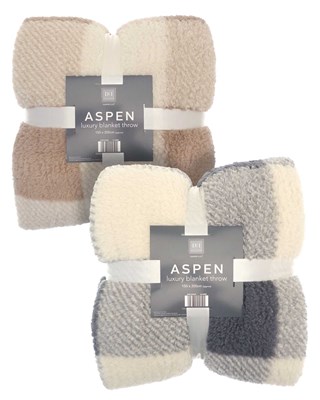 Aspen Luxury Design Sherpa Blanket Throws 150x200cm - Assorted Colours
