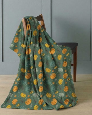 Pumpkin Spice Autumnal Design Super Soft Flannel Blanket Throws 120x150cm