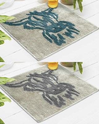 Highland Cow Design 100% Cotton Shower Mats 50x50cm - Assorted Colours