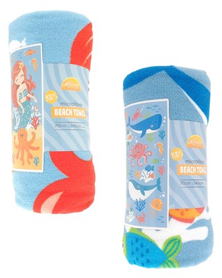 Kids Design Microfibre Beach Towels 70x140cm - Assorted Designs