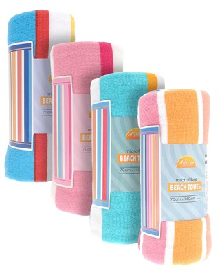 Stripes Design Microfibre Beach Towels 70x140cm - Assorted Colours