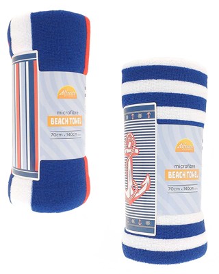 Nautical Design Microfibre Beach Towels 70x140cm - Assorted Designs