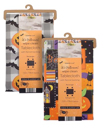 Halloween Design Wipe Clean Tablecloths 132x178cm - Assorted Designs