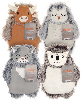 Hot Water Bottles with Novelty Cover - Assorted Furry Friends Designs