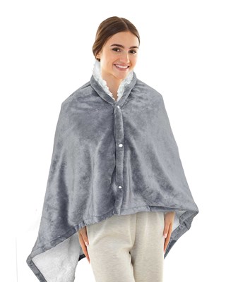 Cozy Up with The Eskimo Luxury Flannel Fleece HEATED Shawl  - Grey