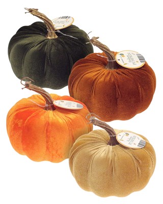 Autumnal Design Decorative Velvet Medium size Pumpkins 15x10cm