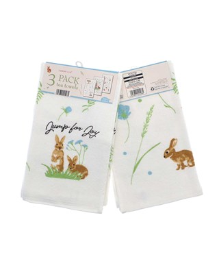 Jump for Joy Design 100% Cotton 3 Pack Velour Tea Towels