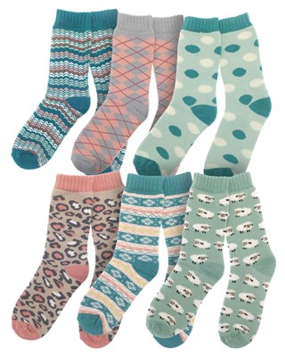 THERMA FEET Women's Extra Warm Thermal Socks - Size 4-8 - Assorted Designs