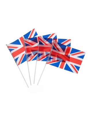 Pack of 4 Union Jack Design Hand Flags 21x14cm