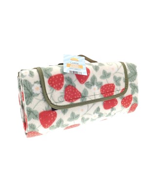Strawberries Design Handy Size Fleece Picnic Blankets 130x130cm