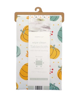 Pumpkin Spice Autumnal Design Wipe Clean Tablecloths 132x178cm