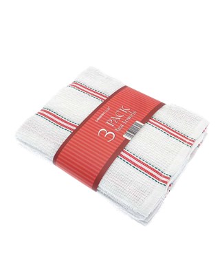 Linear Festive Design 100% Cotton 3 Pack Tea Towels