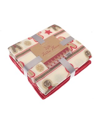 Pack of 2 Treats Festive Design Fleece Throws 125x150cm