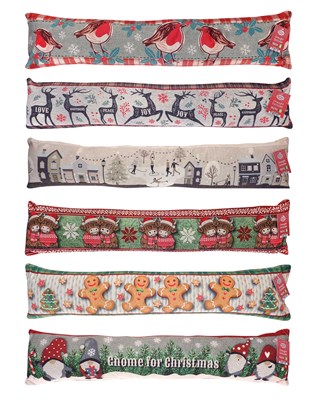 Christmas Design Printed Plush Draught Excluders - Assorted Festive Designs