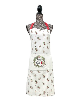 Merry and Bright Festive Robin Design 100% Cotton Aprons