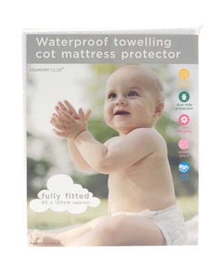 Waterproof Towelling Fully Fitted Cot Mattress Protectors - White