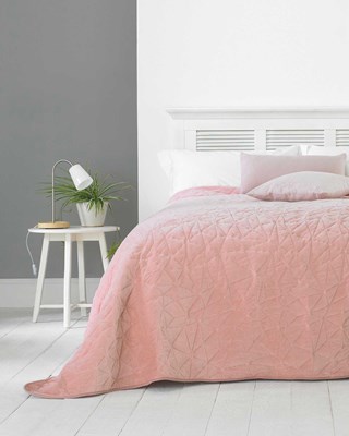Alexa Contemporary Design Embossed Bedspreads 240x260cm - Blush Pink