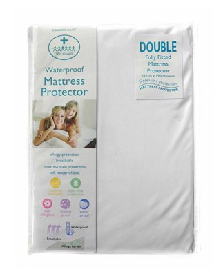Waterproof Fully Fitted Double Bed Mattress Protectors - White