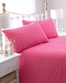 Leaf Embossed Design Bedspread & Pillow Shams 240x260cm - Pink