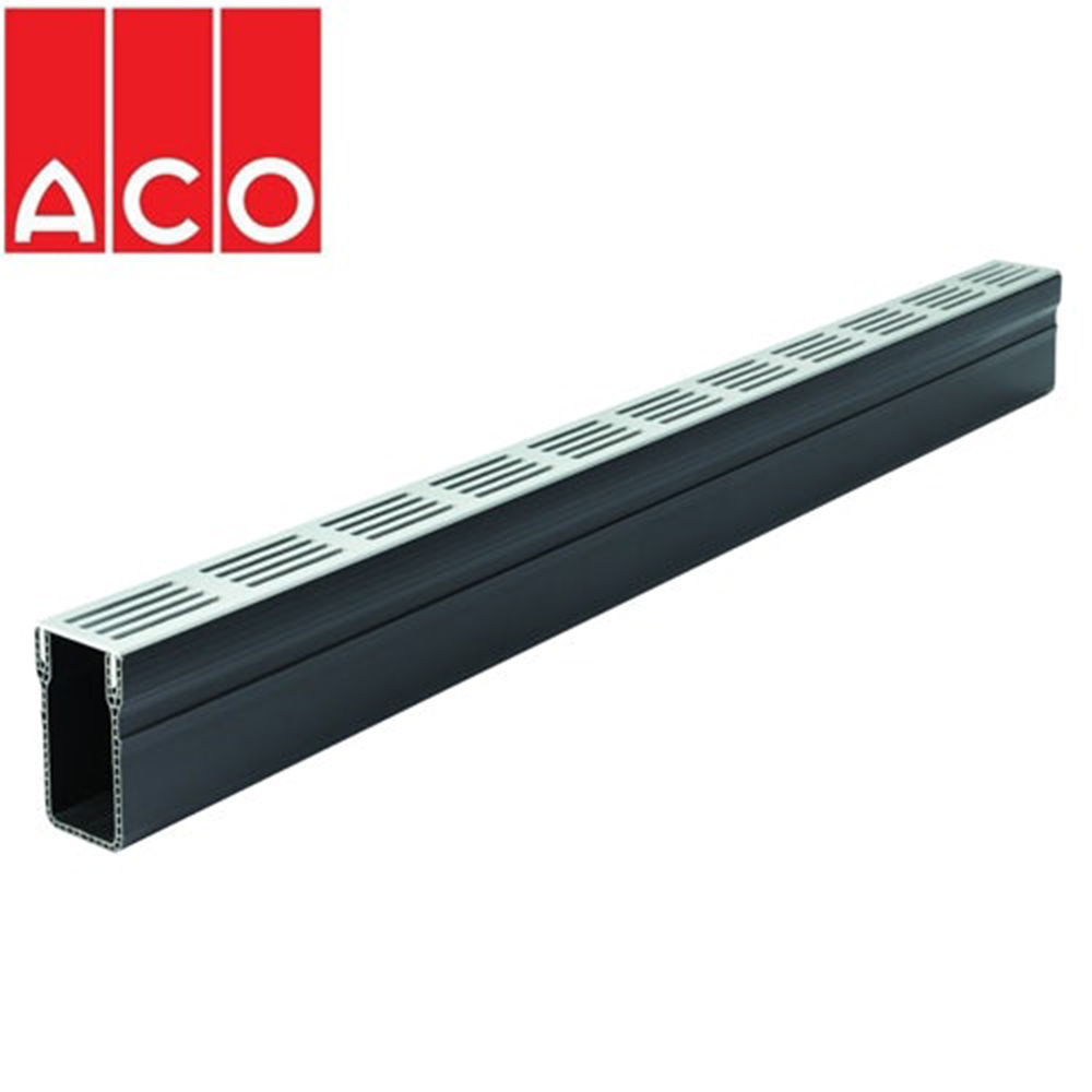 Aco Threshold drain Silver Aluminium 1m Ref 19000