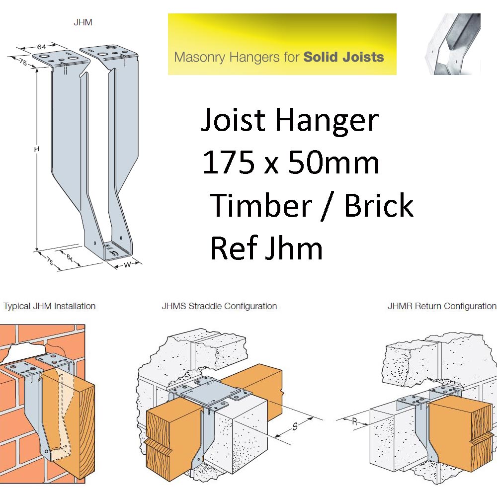 Joist Hanger 175 x 50mm Timber / Brick Ref Jhm