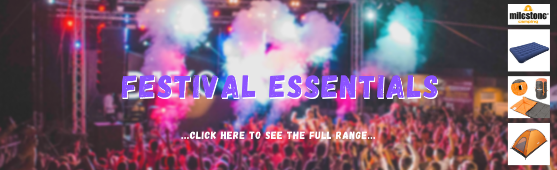 Festival tents, sleeping bags & camp accessories