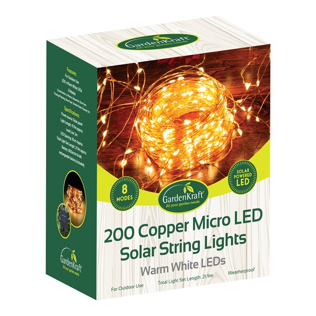 200 MicroCopper Solar LED String Light - WarmWhite 200 MicroCopper Solar LED String Light - WarmWhite