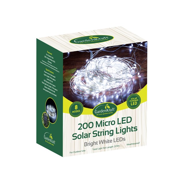 200 Micro Solar LED String Light -Bright White 200 Micro Solar LED String Light -Bright White