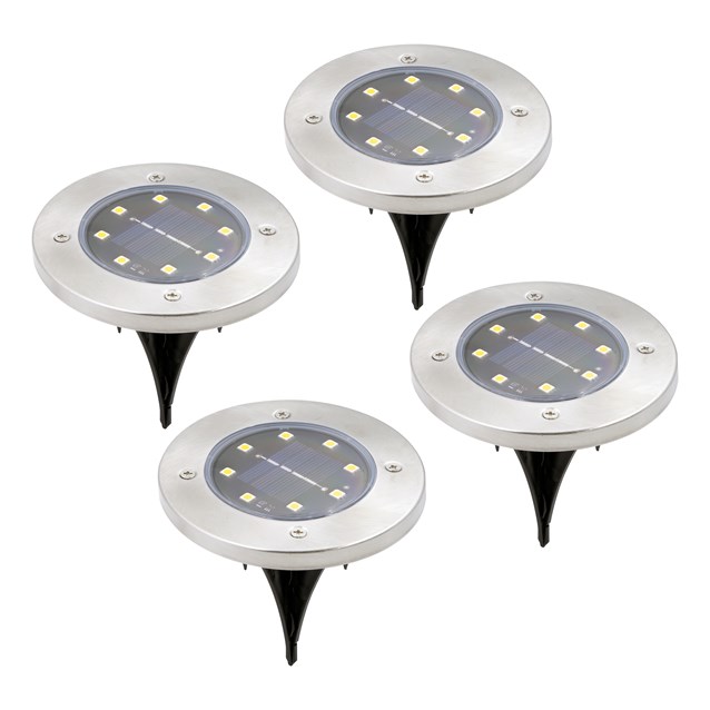 4PK S/S Solar Ground Light-Bright White 4PK S/S Solar Ground Light-Bright White