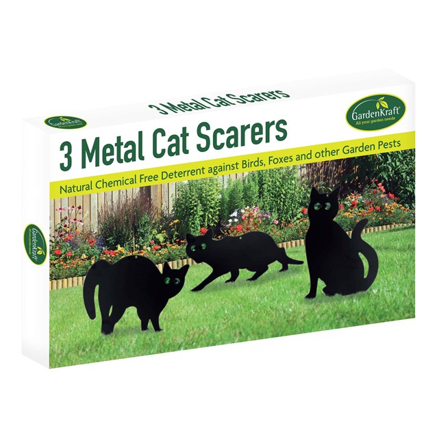 Set of 3 Black Scarer  Metal Garden Stake Cat Set of 3 Black Scarer  Metal Garden Stake Cat
