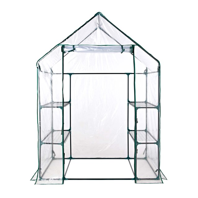 Walk In PVC Plastic Garden Greenhouse W/ 4 Shelves Walk In PVC Plastic Garden Greenhouse W/ 4 Shelves