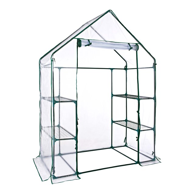 Walk In PVC Plastic Garden Greenhouse W/ 4 Shelves Walk In PVC Plastic Garden Greenhouse W/ 4 Shelves