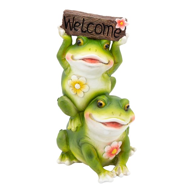 Cute couple Frog with Welcome Sign Garden Ornament Cute couple Frog with Welcome Sign Garden Ornament