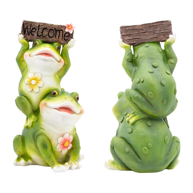 Cute couple Frog with Welcome Sign Garden Ornament Cute couple Frog with Welcome Sign Garden Ornament