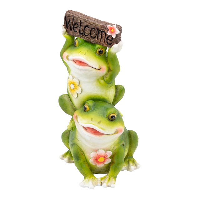 Cute couple Frog with Welcome Sign Garden Ornament Cute couple Frog with Welcome Sign Garden Ornament