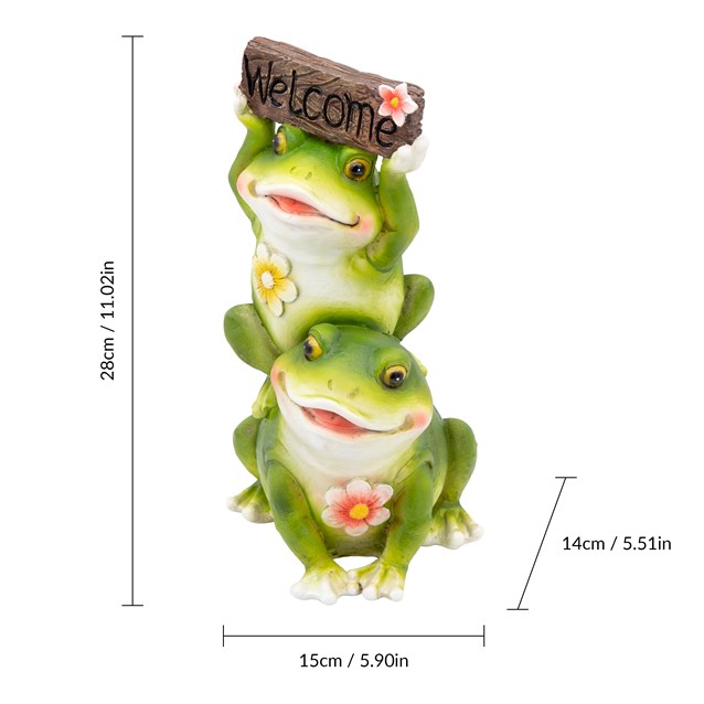 Cute couple Frog with Welcome Sign Garden Ornament Cute couple Frog with Welcome Sign Garden Ornament