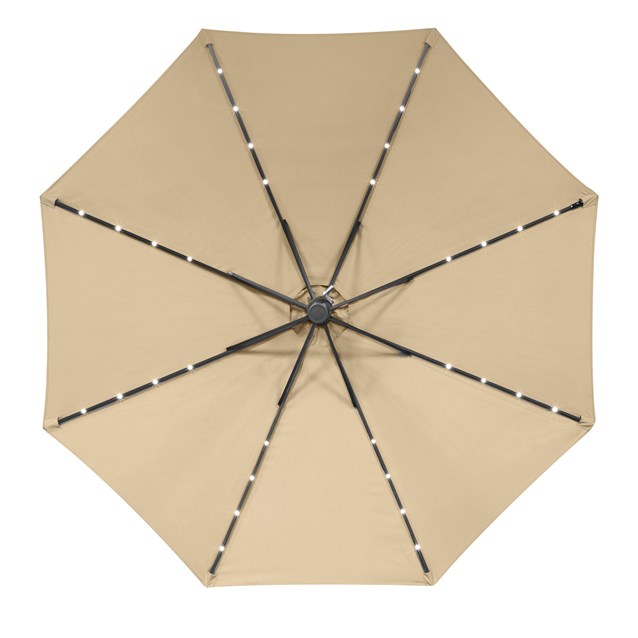 2.7M 32 SolarLED Parasol W/8 Ribs-Beige 4249C 2.7M 32 SolarLED Parasol W/8 Ribs-Beige 4249C