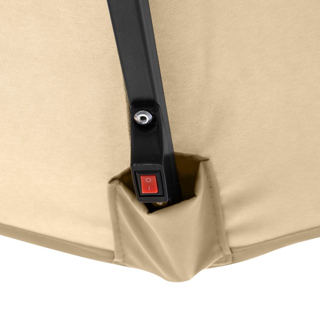 2.7M 32 SolarLED Parasol W/8 Ribs-Beige 4249C 2.7M 32 SolarLED Parasol W/8 Ribs-Beige 4249C