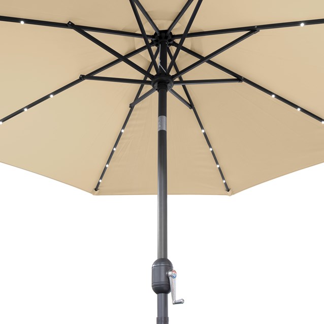 2.7M 32 SolarLED Parasol W/8 Ribs-Beige 4249C 2.7M 32 SolarLED Parasol W/8 Ribs-Beige 4249C