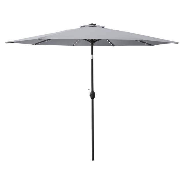 2.7M 32 SolarLED Parasol W/8 Ribs-Grey 10C 2.7M 32 SolarLED Parasol W/8 Ribs-Grey 10C