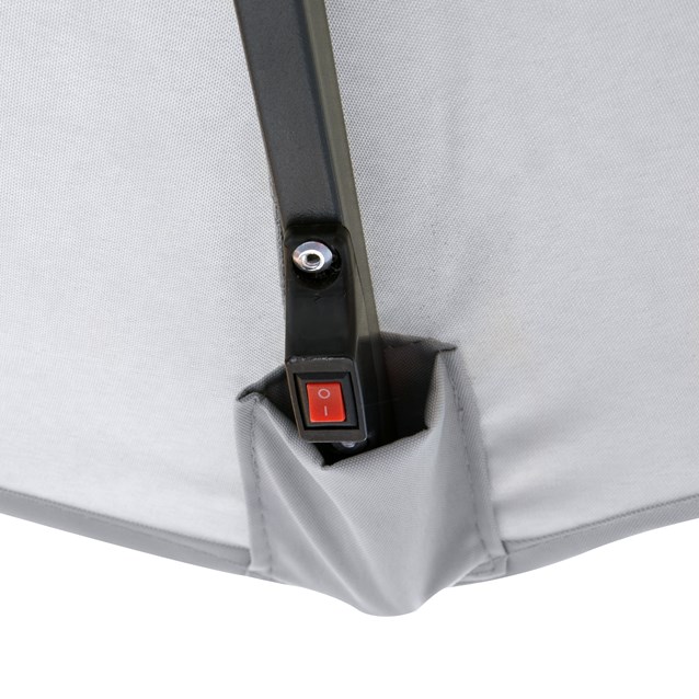 2.7M 32 SolarLED Parasol W/8 Ribs-Grey 10C 2.7M 32 SolarLED Parasol W/8 Ribs-Grey 10C