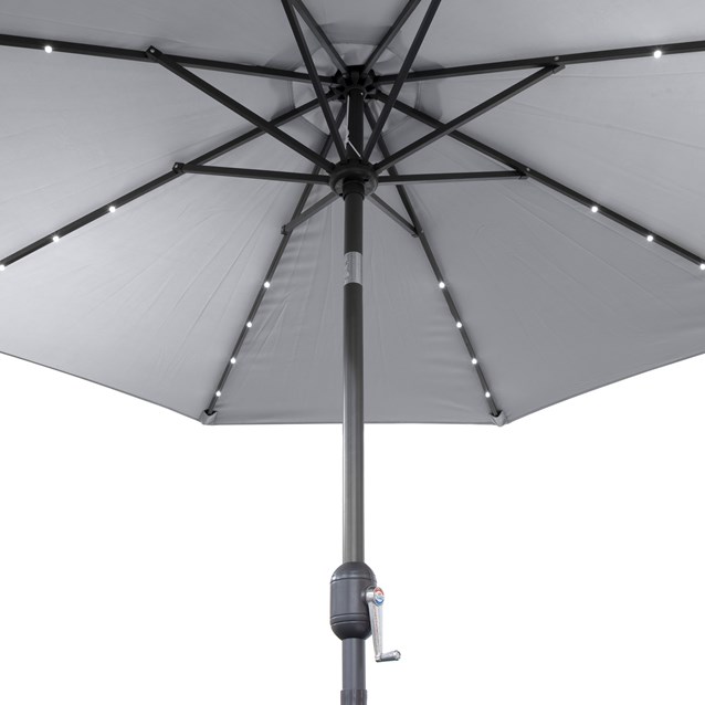 2.7M 32 SolarLED Parasol W/8 Ribs-Grey 10C 2.7M 32 SolarLED Parasol W/8 Ribs-Grey 10C