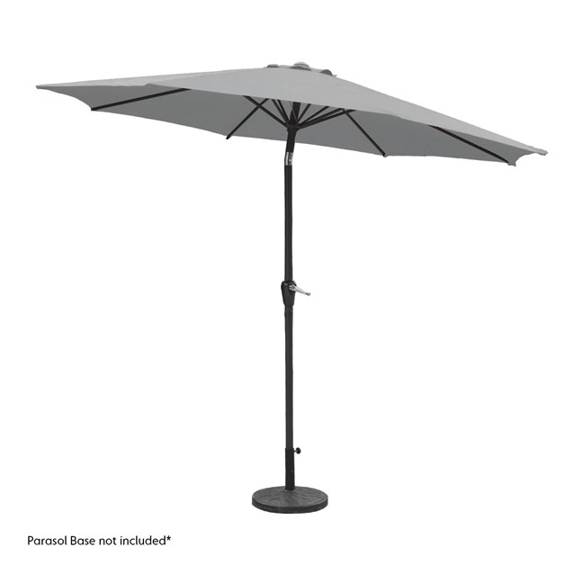 2.7M Parasol Crank & Tilt 6 Ribs Lt Grey 2.7M Parasol Crank & Tilt 6 Ribs Lt Grey